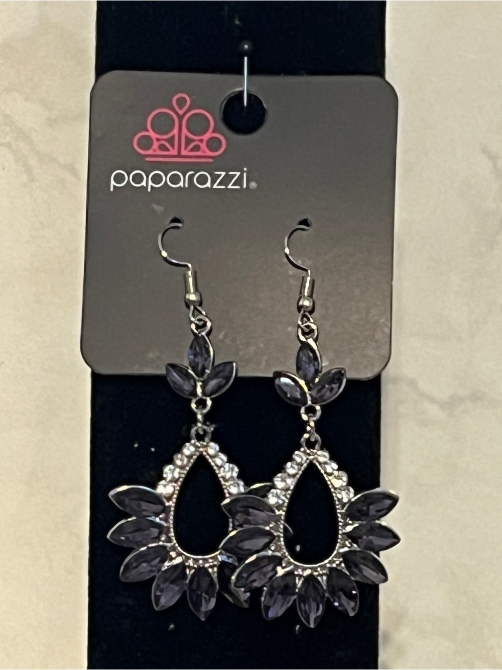 Paparazzi Women's Purple Teardrop Crystal Dangle Earrings